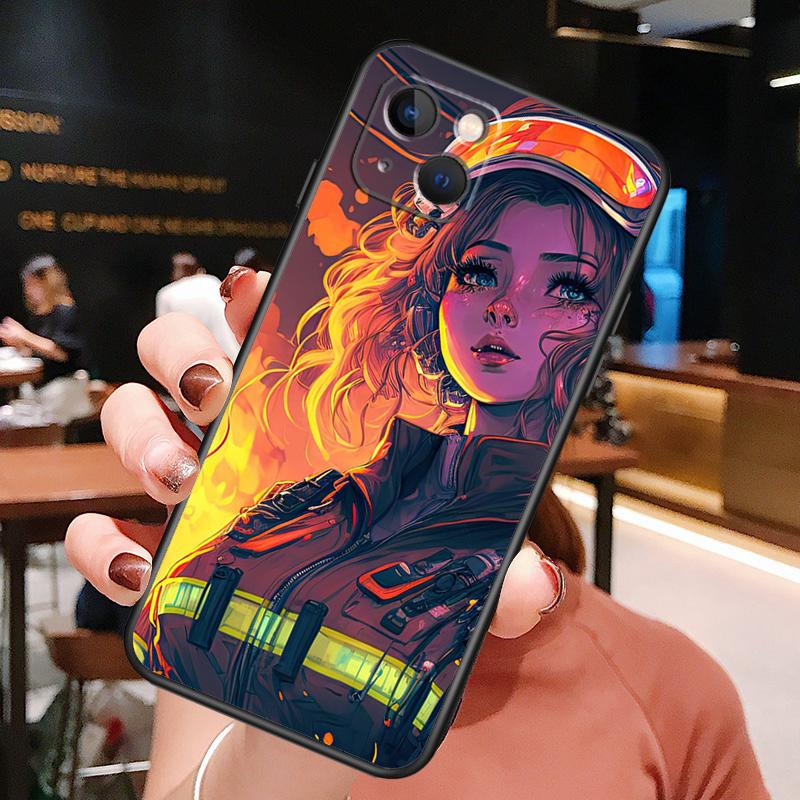 Firefighter Fire Love Phone Case For iPhone 16 Pro Max 15 14 12 11 13 Pro Max Plus 12 13 Mini XR 16e Funda Silione Cover