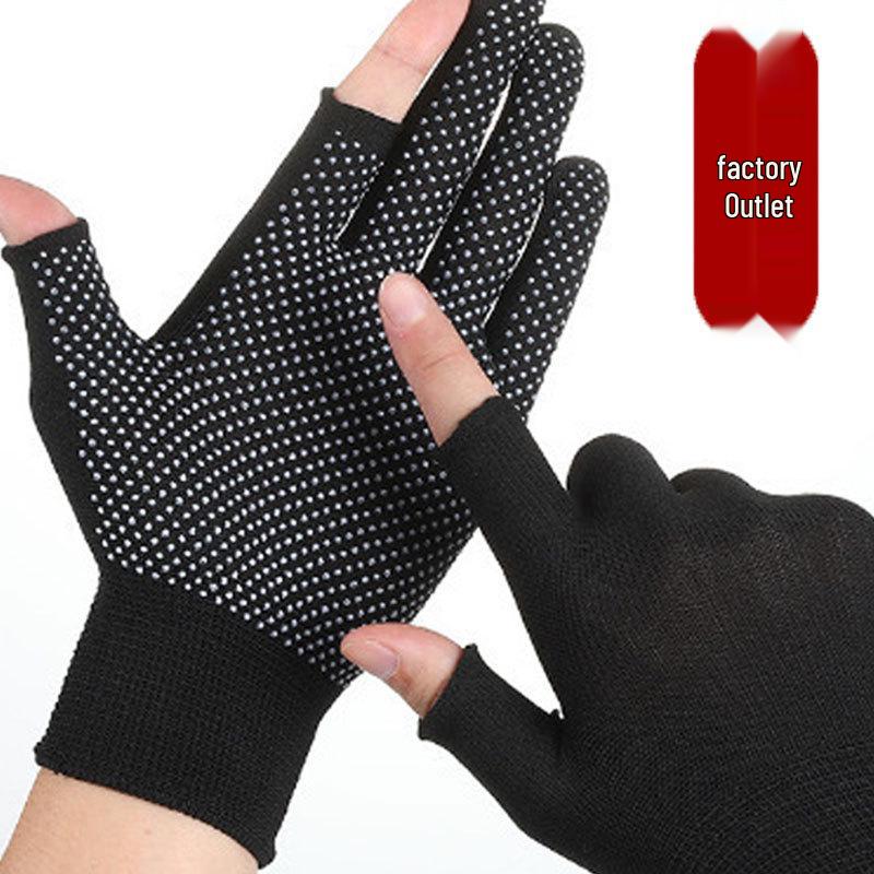 

Перчатки, совместимые с сенсорным экраном, нескользящие, с двумя открытыми пальцами для мужчин и женщин - Идеально подходят для работы, рыбалки, экспресс-доставки и езды на вынос. One Size