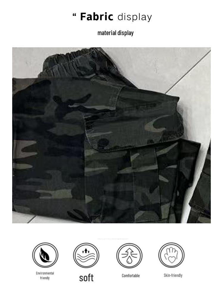 Girls' Retro Camo Waist-Tie Wide Leg Jazz Dance Cargo Pants - 2025 Autumn Fashion