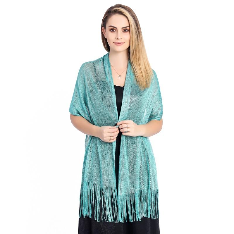 Cross-border Popular Gold and Silver Silk Shawl Flat Scarf Scarf Bridesmaid Dance Wedding Party Evening Dress Shawl Women