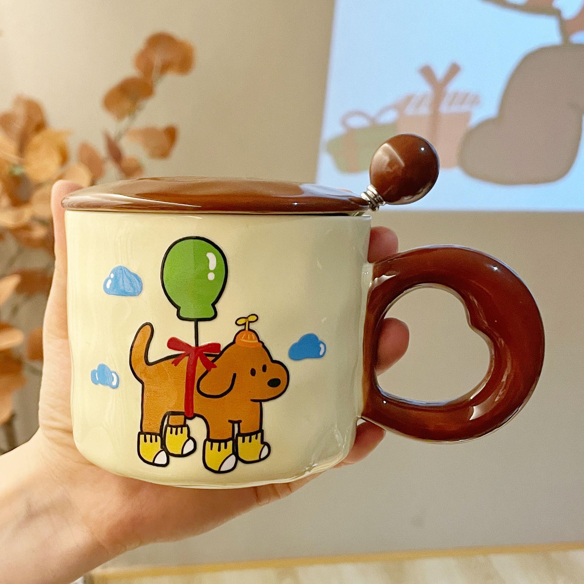 

Mug with Lid Spoon BrandNew Style Lady Cute Cup Souvenir Ceramic Water Cup Coffee Cup Advertising Cup Strong Strong 301-400ml