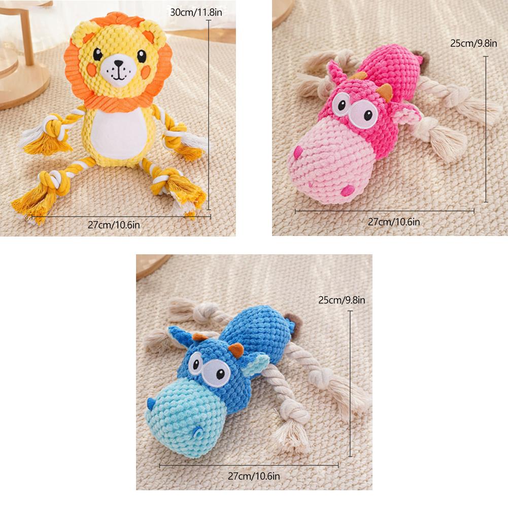Colorful Animals Shaped Dog Stuffed Plush Bite Toy Interactive Pet Toy for Fun Pet Cotton Rope Chew Resistan Squeaky Toy
