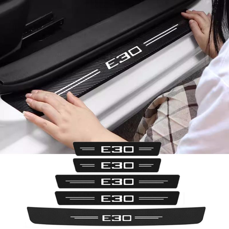 For BMW E30 Car Door Threshold Protective Decals   Doorsill Trim Stickers Pedal Guards Trunk Bumper Strip Decoration