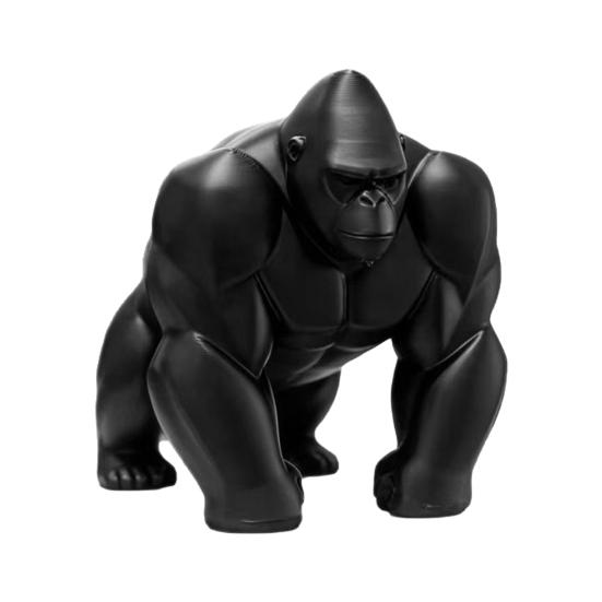 

3D Printed Gorilla Sculpture Ornament Minimalist Modern Art Figurine with Detailed Texture Eco-Friendly Decor for Living Room Office Desk чорний