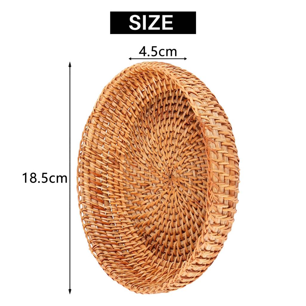 Handgeflochtener Herbst-Rattan-Korb Runde Aufbewahrungskorb Obstschale Rattan Brotkorb für Küche Essen Picknick Brot Kleinkram Mini Con
