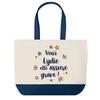 Shopping Bag - PLANETEE - Lydie - Blue Background - Cotton 40x45 Cm - Large Size