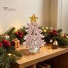 Modern Christmas Decorations for Windowsills Decorative Glass Tree with Star Topper, Mini Small Festive Centerpieces Dining Tables Figurine, Creative