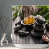 Zen Stone Shower Curtains Green Plant Bamboo Flower Candle Bath Decor Printed Polyester Fabric Home Decoration Bathroom Curtain