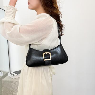 Temperament Simple Fashion Solid Color Small Bag Women's 2025 Spring and Summer New Foreign Style Shoulder Armpit Bag