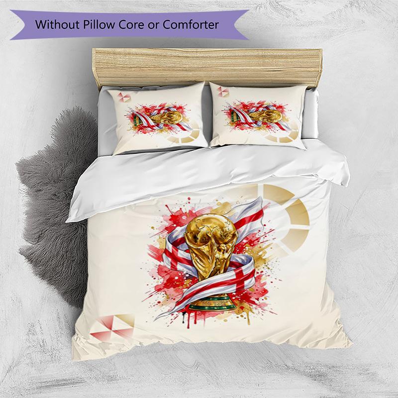 Set Biancheria da Letto Stampata Calcio Inghilterra 3 Pezzi Copriletto Traspirante Accogliente come Regalo per la Casa Nuova o per le Feste