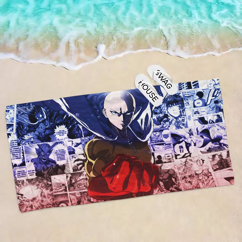 Anime One Punch Man Microfiber Beach Towel Absorbent Quick Dry Soft Yoga Swimming Resort Mountain Climbing Towel