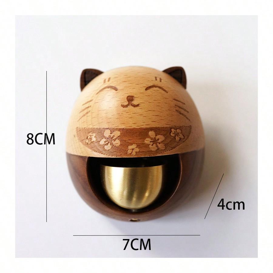 Creative Wind Chime Lucky Cat Bronze Bell Door Clock Bedroom Door Walnut Multi Functional Home Decoration Creative Moving Gift
