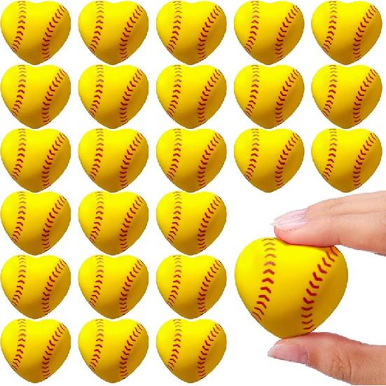 Blulu Mini Softball Baseball Stress Balls Heart Stress Relief Stress Foam Sports Balls for Valentine Sport Party Favors Gift Fillers School Carnival 30