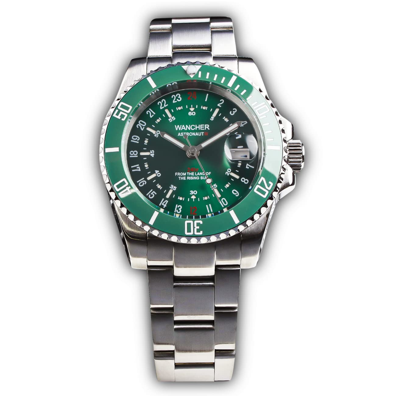 

WANCHER Watch ASTRONAUT III Astronaut 3 Special Reverse Rotating Bezel Men s 24-hour [Wancher Watch] зелений