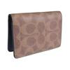 COACH 8 Brand printed bi-fold closure coated canvas card holder men's tan and black Tan and black
