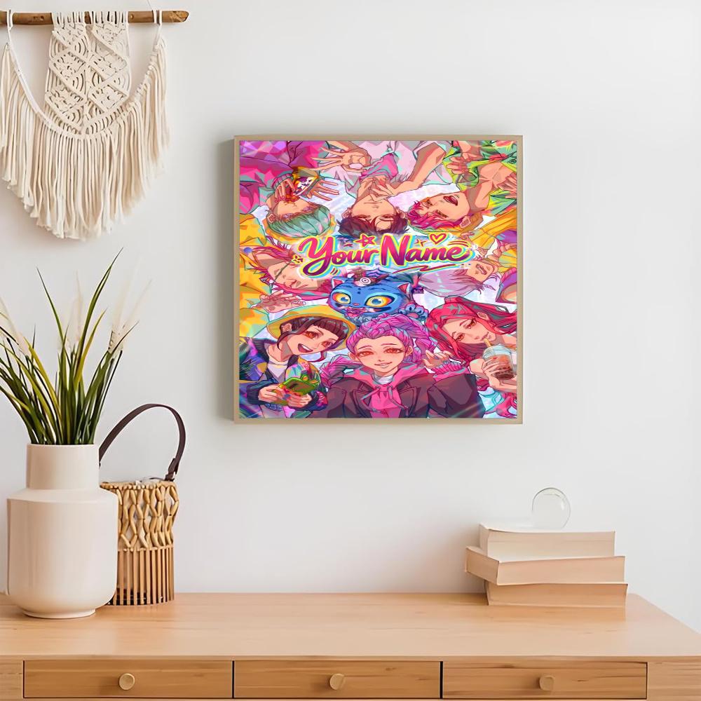 Kpop Demon Hunters Customize Your Name Diamond Painting Round Diamond Rhinestones Mosaic Diamond Embroidery Wall Paintings Rhinestones Gift Frameless