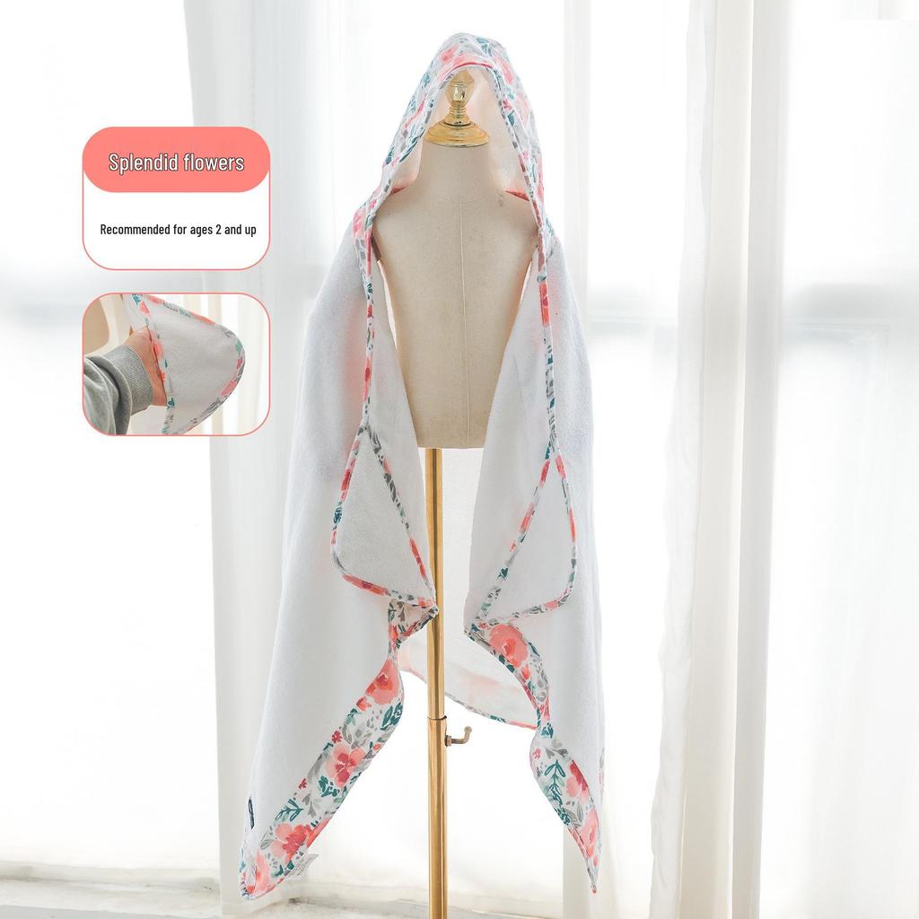 Newborn Pure Cotton Hooded Poncho Bath Towel - Thickened for Autumn/Winter