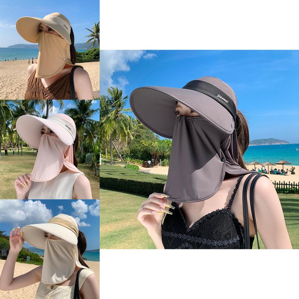 Breathable Summer Sun Hat With Wide Brim And Detachable Face Shield For Casual Outdoor Wear