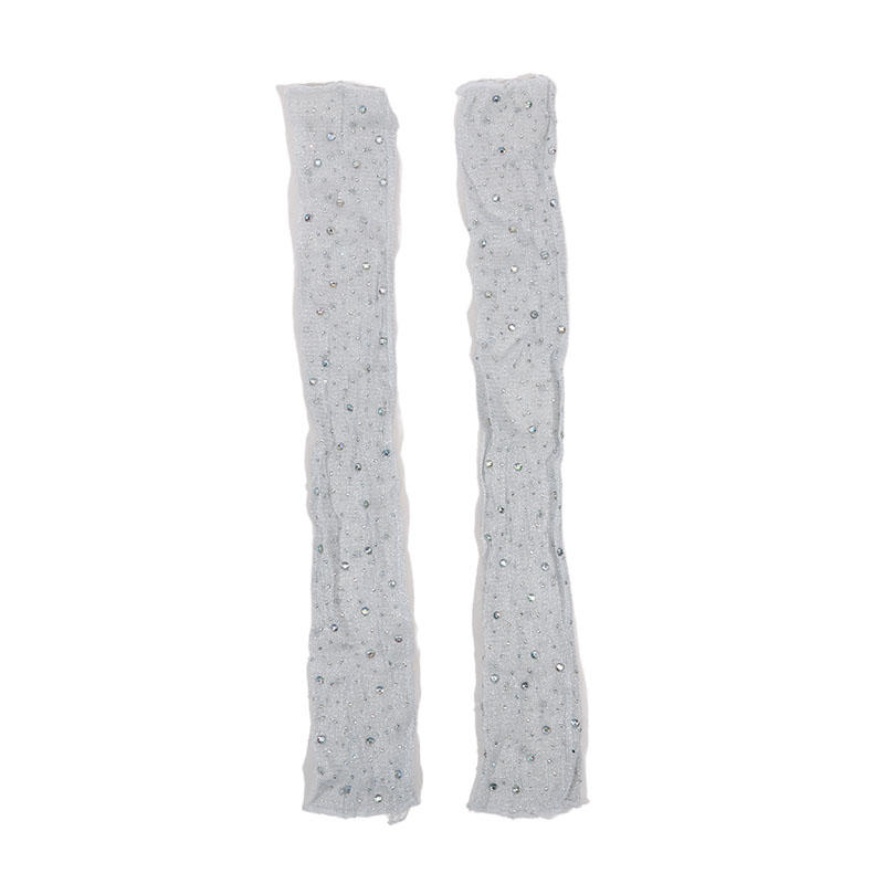 

Mesh Oversleeve Diamond Sequin Low Elasticity No Fingers Gloves Summer ALL-Match Driver Sunscreen Sleeve світло-сірого кольору