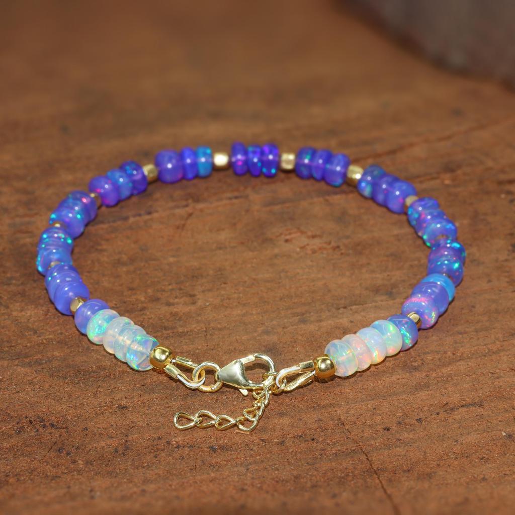 Lavender Ethiopian Opal Bracelet: Sterling Silver Birthstone Jewelry