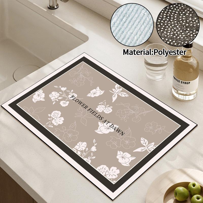 Kitchen Drying Pad Coffee Pads Dish Drying Pad Non-slip Rubber Pad Kitchen Counter Mat Heat Resistant Sink Mat Home Supplies