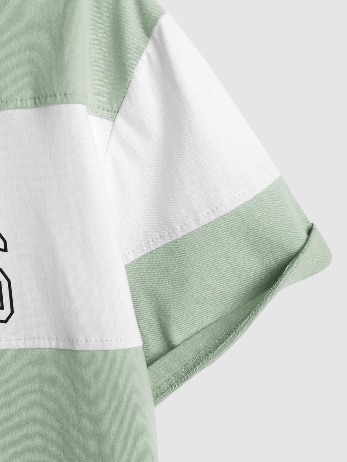 Футболка ZAFUL с короткими рукавами и цветными блоками LOS ANGELES XL светло-зеленый — фото 3