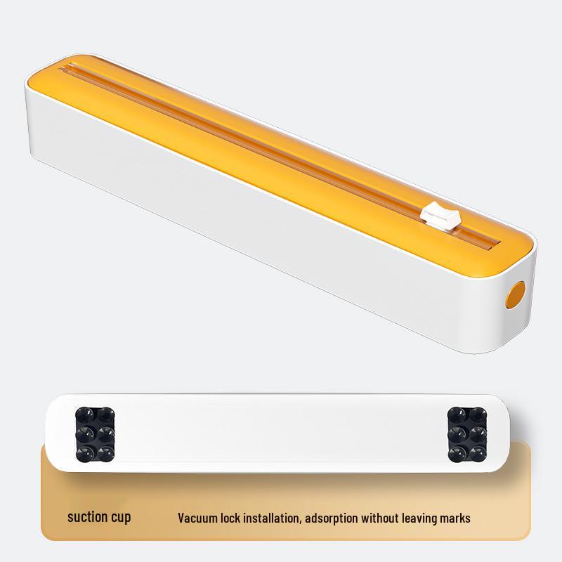 Magnetic Wall-Mounted Kitchen Plastic Wrap Cutter with Sliding Knife Box