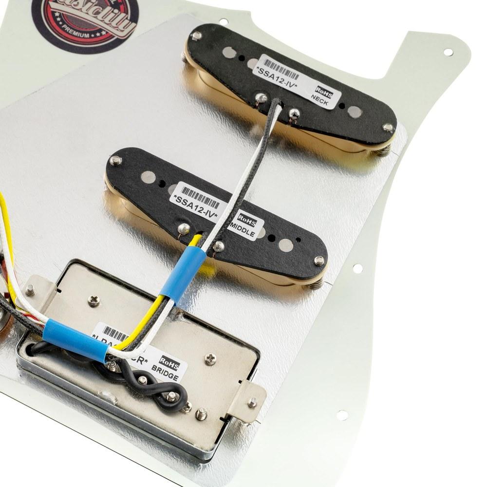 Musiclily Pro HSS Pre-Wired Pickguard with Artec Alnico 5 Pickups 3-Ply Aged White