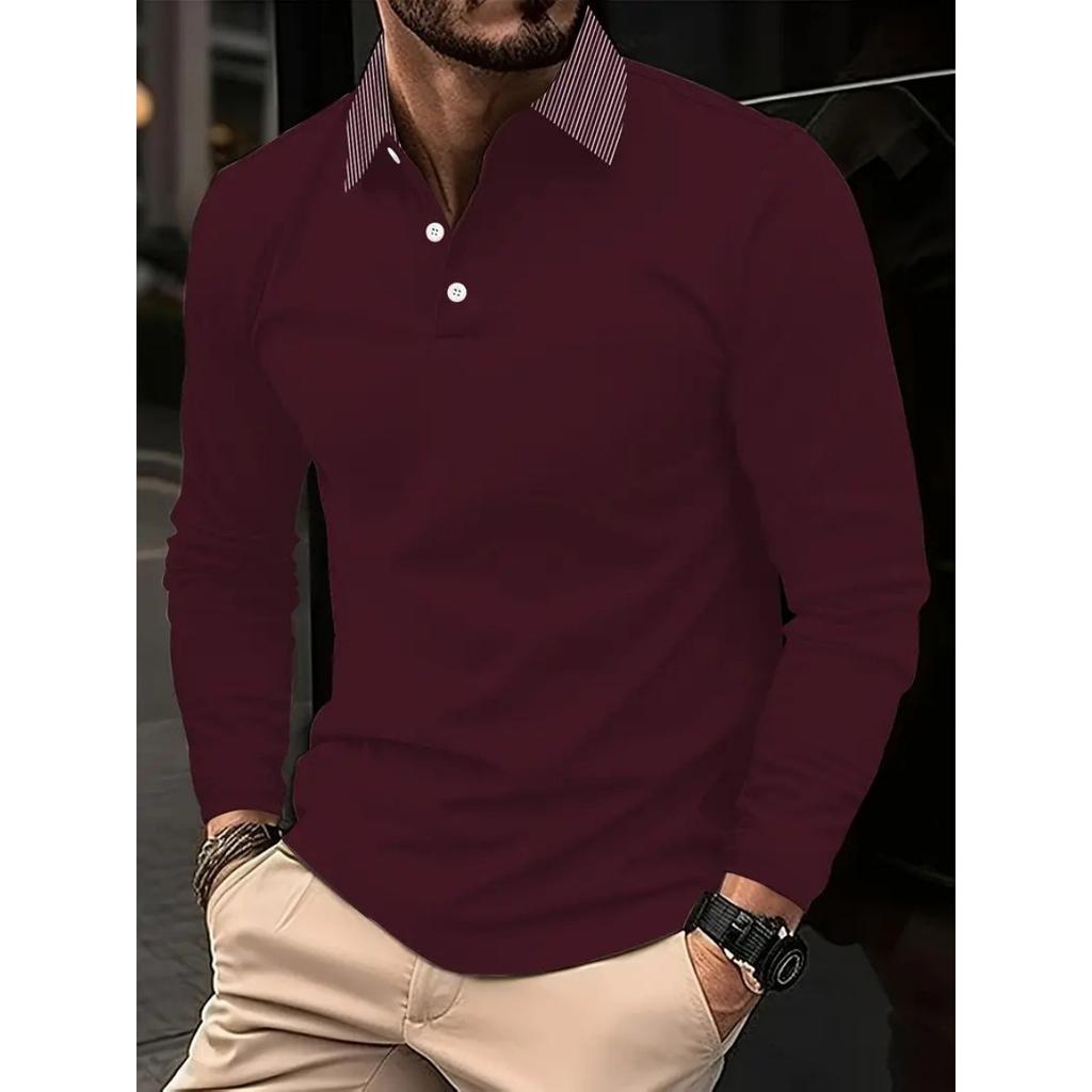 Spring and Autumn Men's Long Sleeve Business Casual Versatile Breathable Moisture Wicking Commuter Daily Top