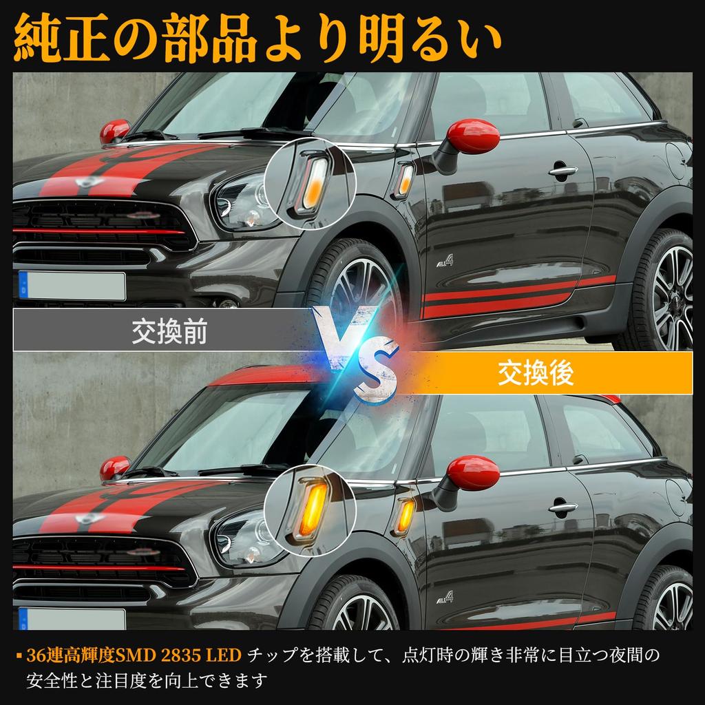 POPMOTORZ R61 R60 LED Side Marker, Turn Signals for Mini Crossover Countryman Paceman Fiber