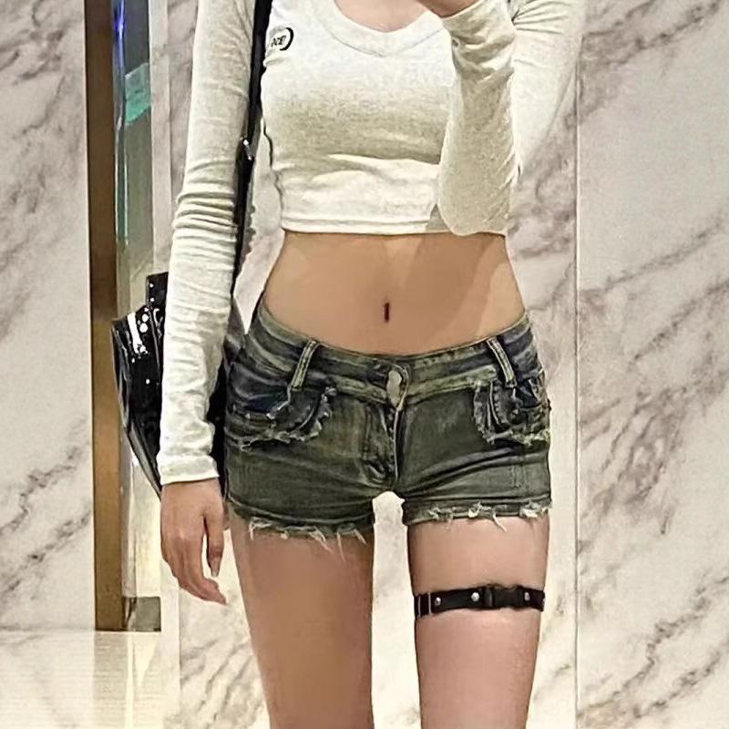 

Women s Retro Denim Low Waist A-Line Hot Pants - Plus Size, Slim Fit Summer Shorts 2XL
