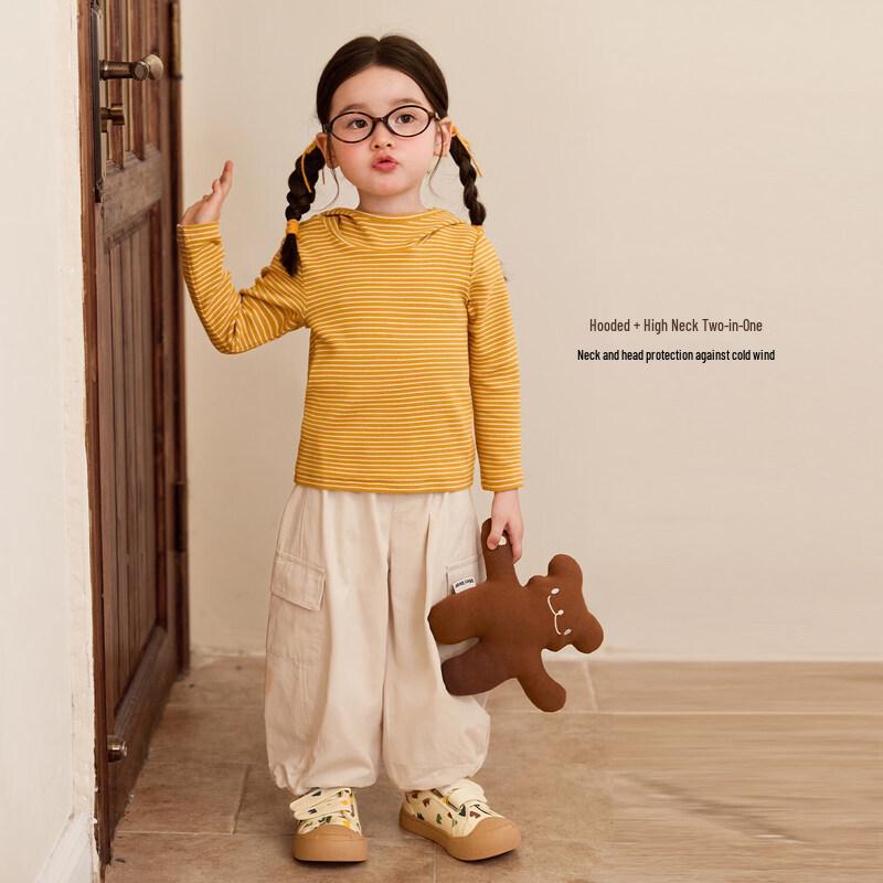 

LUSON Kids Striped Hooded Long-Sleeve T-Shirt for Girls 140