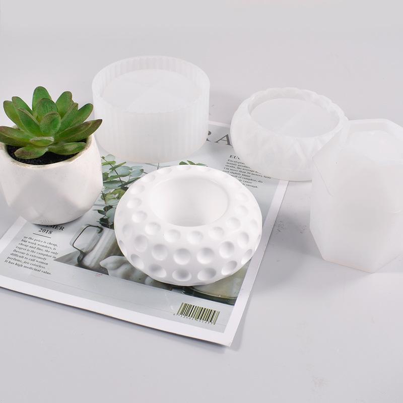 1Pc Potting Molds DIY Crystal Epoxy Resin Flower Pot Succulent Cement Vase Silicone Mold