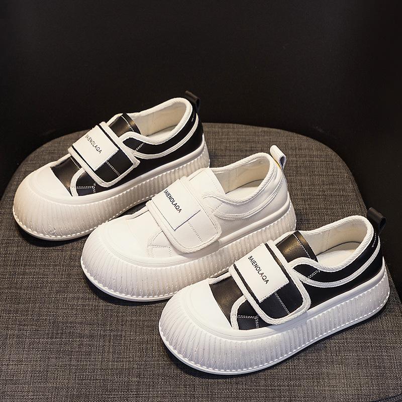 Ugly Cute Big Head Bread Shoes New Niche Versatile Casual Leather Little White Shoes Fisherman Breathable Thick-soled Biscuit Board Shoes