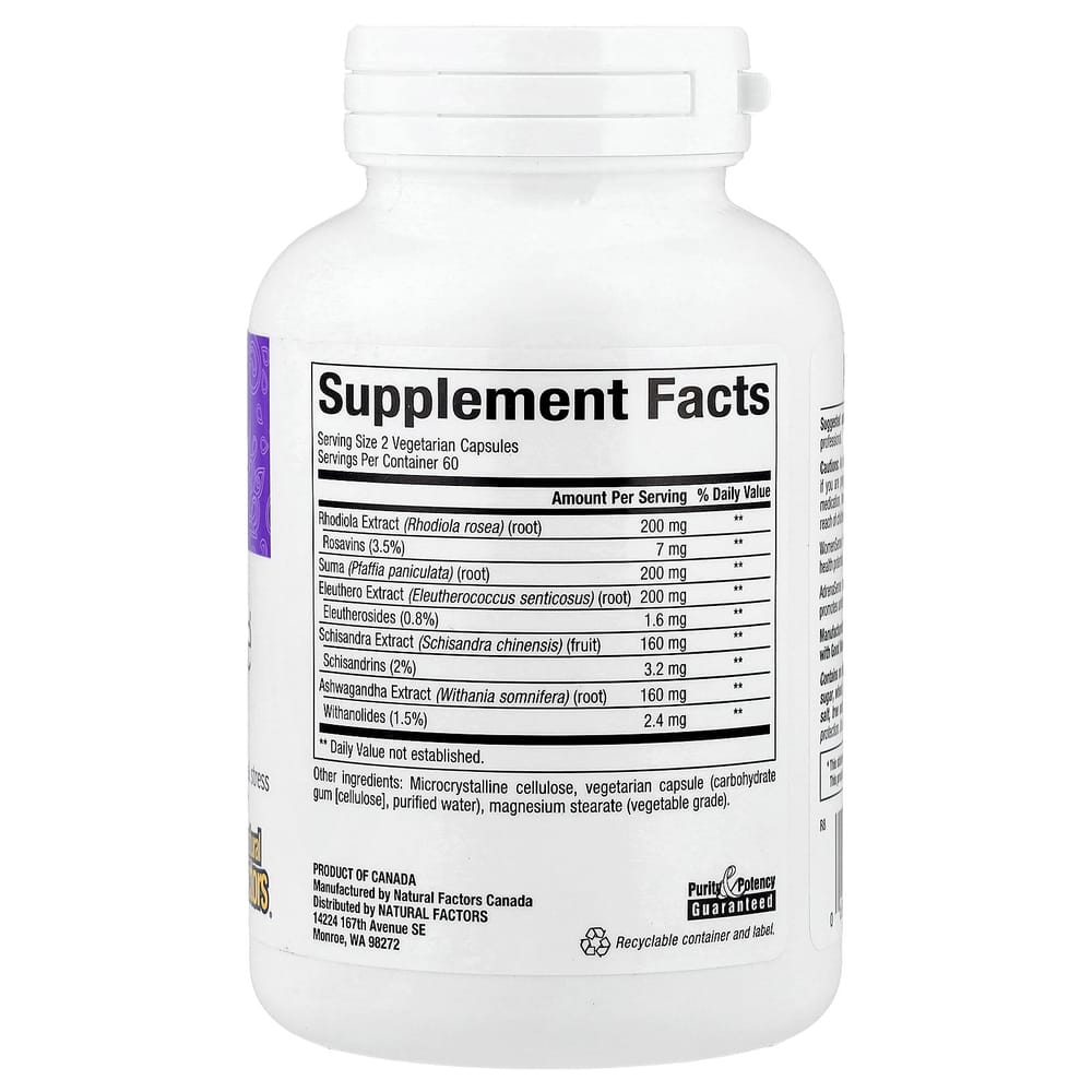 Natural Factors WomenSense AdrenaSense Adrenal Formula Veggie Capsules 120 Count