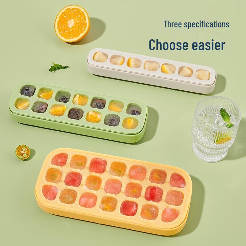 Ecoco 14-Grid Press Ice Cube Tray with Lid