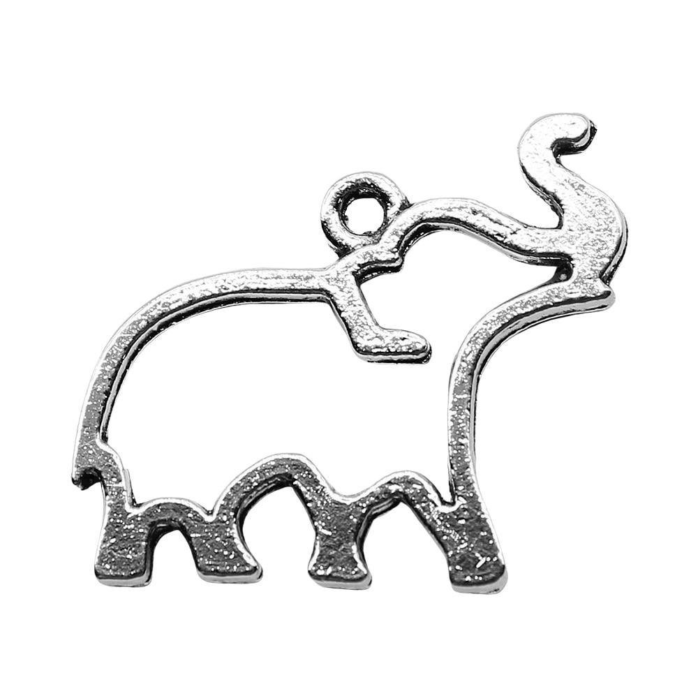 

4шт выдолбленный слон Шармы Шармы Античное серебро Цвет Цинковый сплав 19X25mm