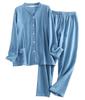 Maeau Long Sleeve Gauze Open Solid Loose Loungewear Size L Women's Pajamas, Front, 100% Cotton, Soft, Color, Fit, Set, Spring, Summer, Autumn, Gift,