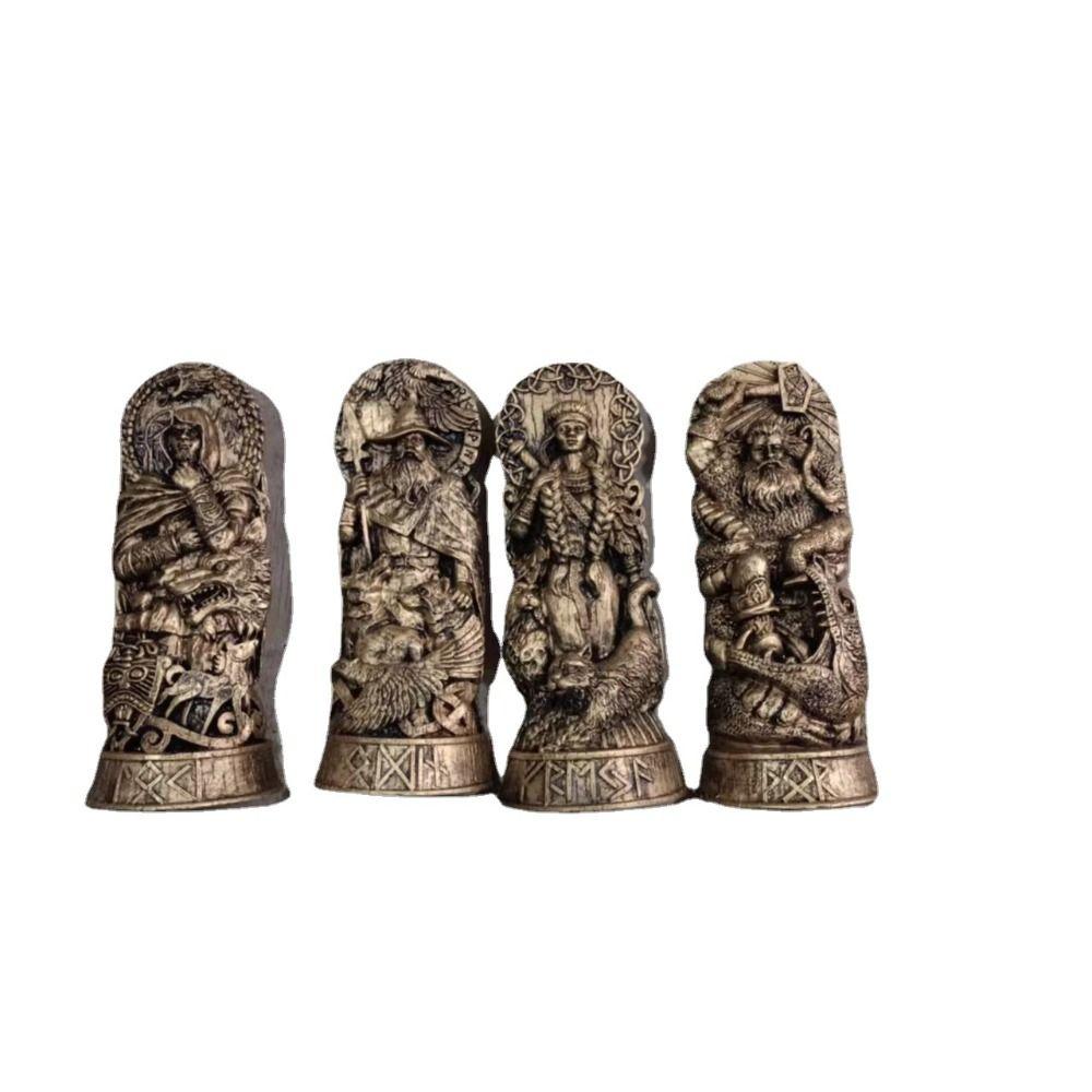 Retro Viking Gods Ornaments Carving Freya Statue Nordic Gods Sculpture Gift for Mythology Lovers