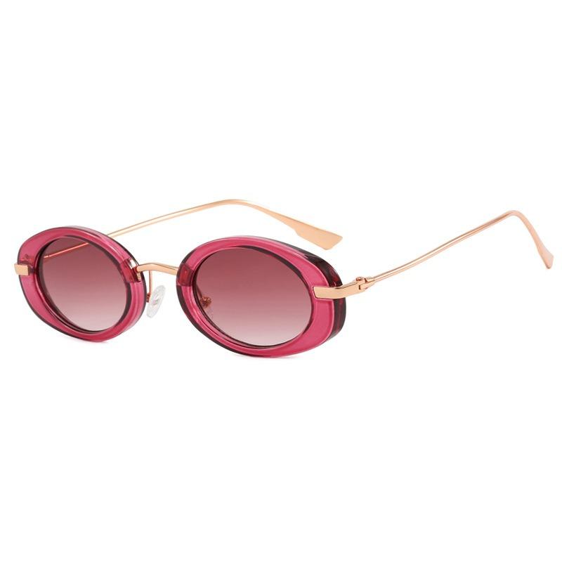 

Vintage Oval Rivets Sun Glasses Glasses Ladies Trendy Luxury Designer Style Style Classic Circular Shades UV400 Trending Women Sun Eyeglasses UV400 only 1pcs sunglasses