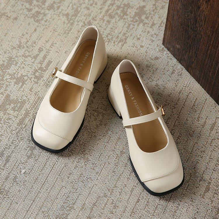 French Light Mouth Single Shoes Women's 2024 Early Autumn New Thick Heel Square Head with Skirt High Heels with Mary Jane Shoes