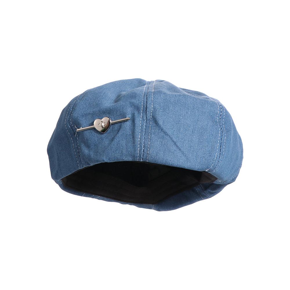 

Fashion Solid color Love Heart Beret Y2K All-match Denim Octagonal Hat Korean Style Harajuku Cowboy Beret Cap Travel синій