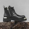 Men Genuine Leather Round Toe Boots Casual Leather Comfy High Top Boots Fashion Designer Lace-Up Ankle Boot Outdoor Walking Shoe