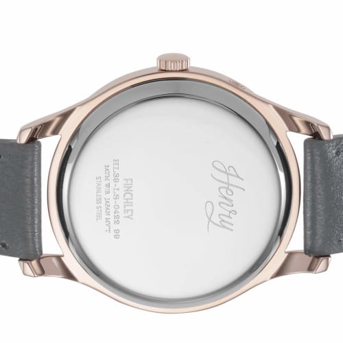 Henry London Watch, Gray Dial, Stainless Steel Crystal, Quartz Movement, Moonphase, 38.5mm, UK, London Watch HL39-LS-0422, Officially Imported, Blue