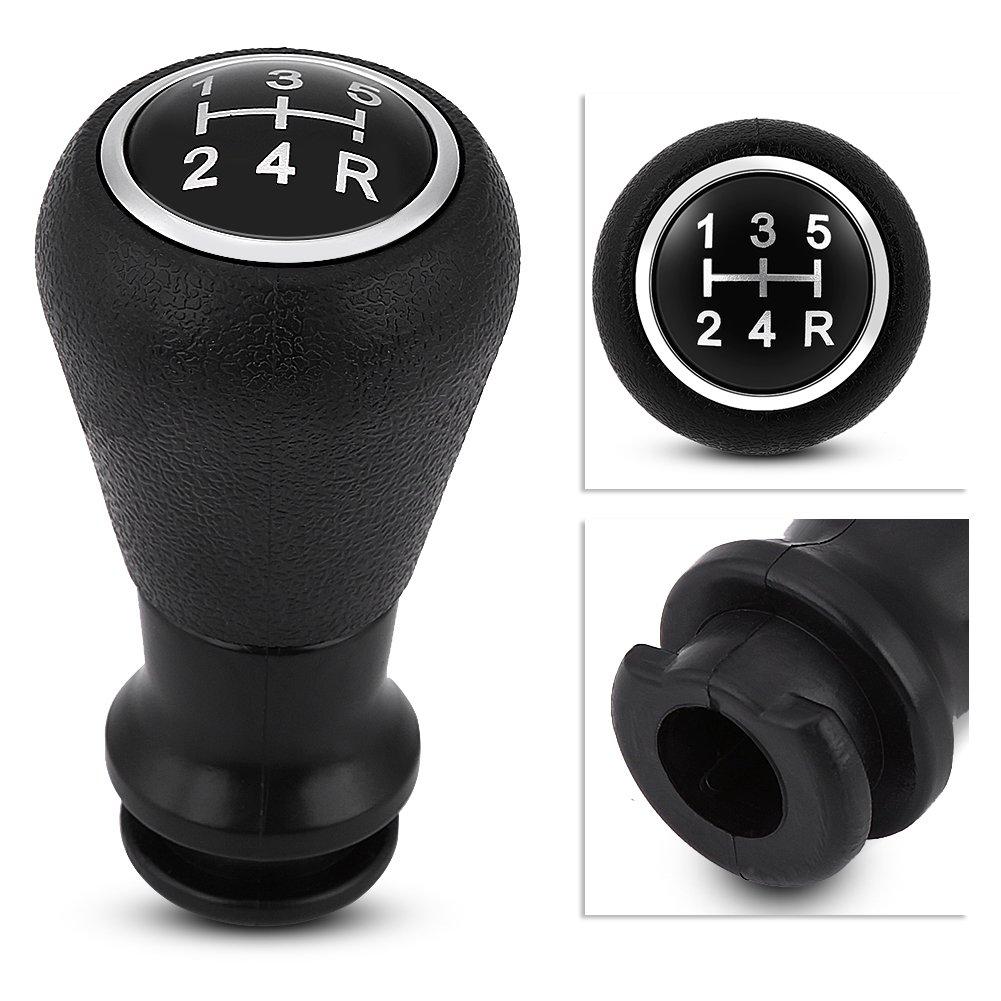 Universal Black Leather 5 Speed Car Manual Gear Stick Shifter Shift Knob Qiilu Gear