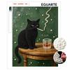 DIY Framed Pearl Bead Art Kit Black Cat Whiskey Glass Pattern Sparkling Canvas Painting Relaxing Handmade Craft Home Decor Gift 123456789