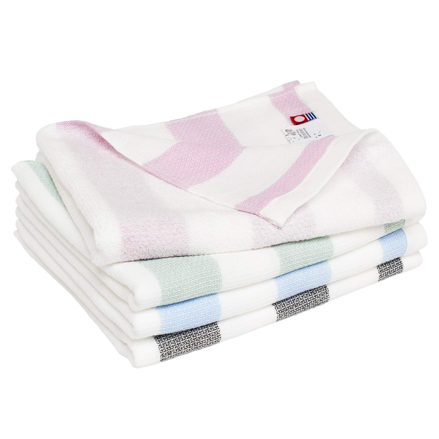 

Полотенца и набор для лица из сертифицированной марли Bloom Imabari Groovy Kitchen Indoor, сделанные из хлопка, 4, в полоску, полотенца, быстросохнущие, сушка, Япония, 100%