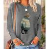 2025 Autumn & Winter Women's New Casual Crew Neck Long Sleeve Top 3D Cat Pattern