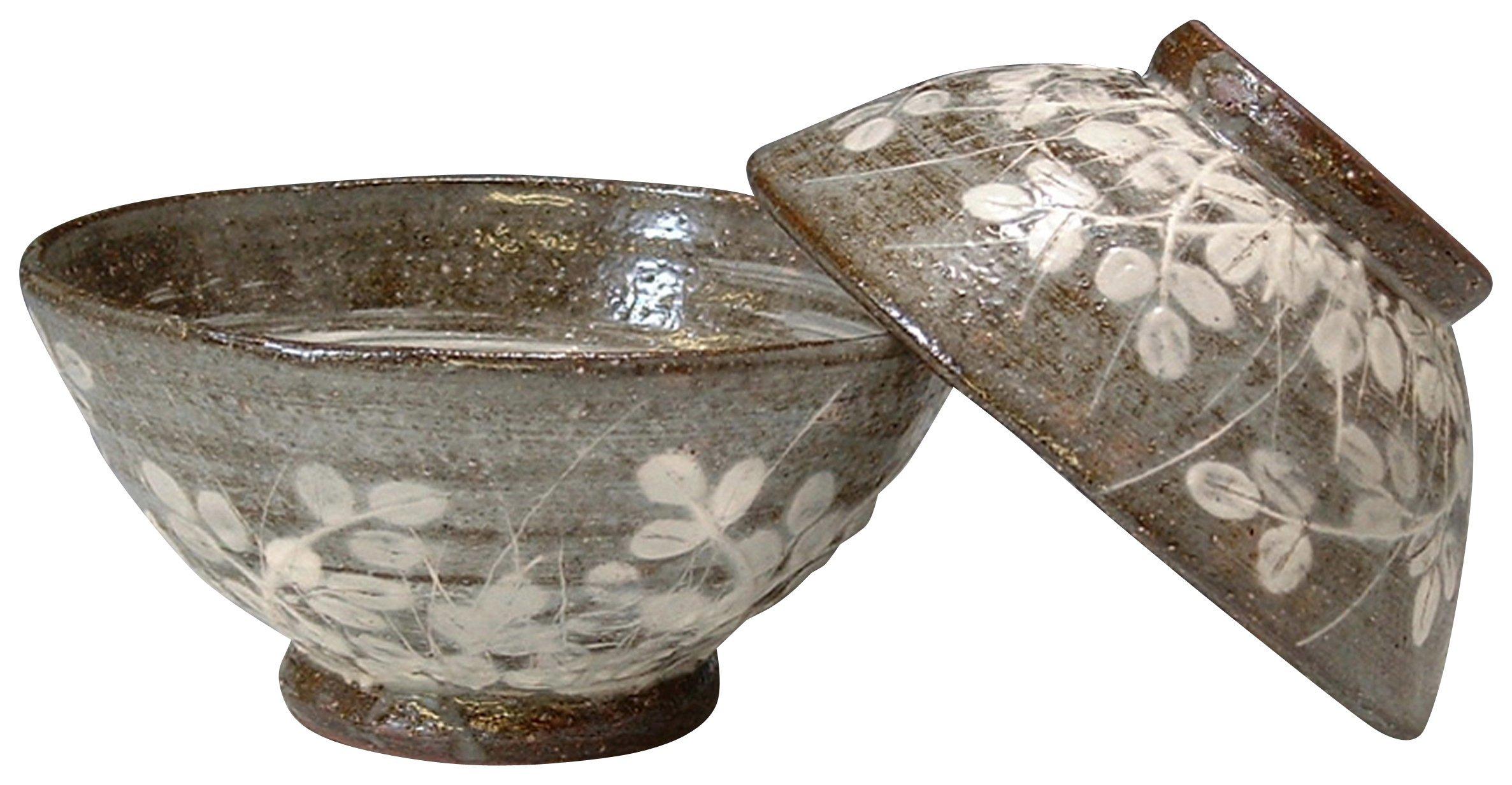 

Kyoyaki Kiyomizuyaki Rice Bowl Gray 13cm Seisen Kiln Pair of Rice Bowls Hagi Gasane lsx260