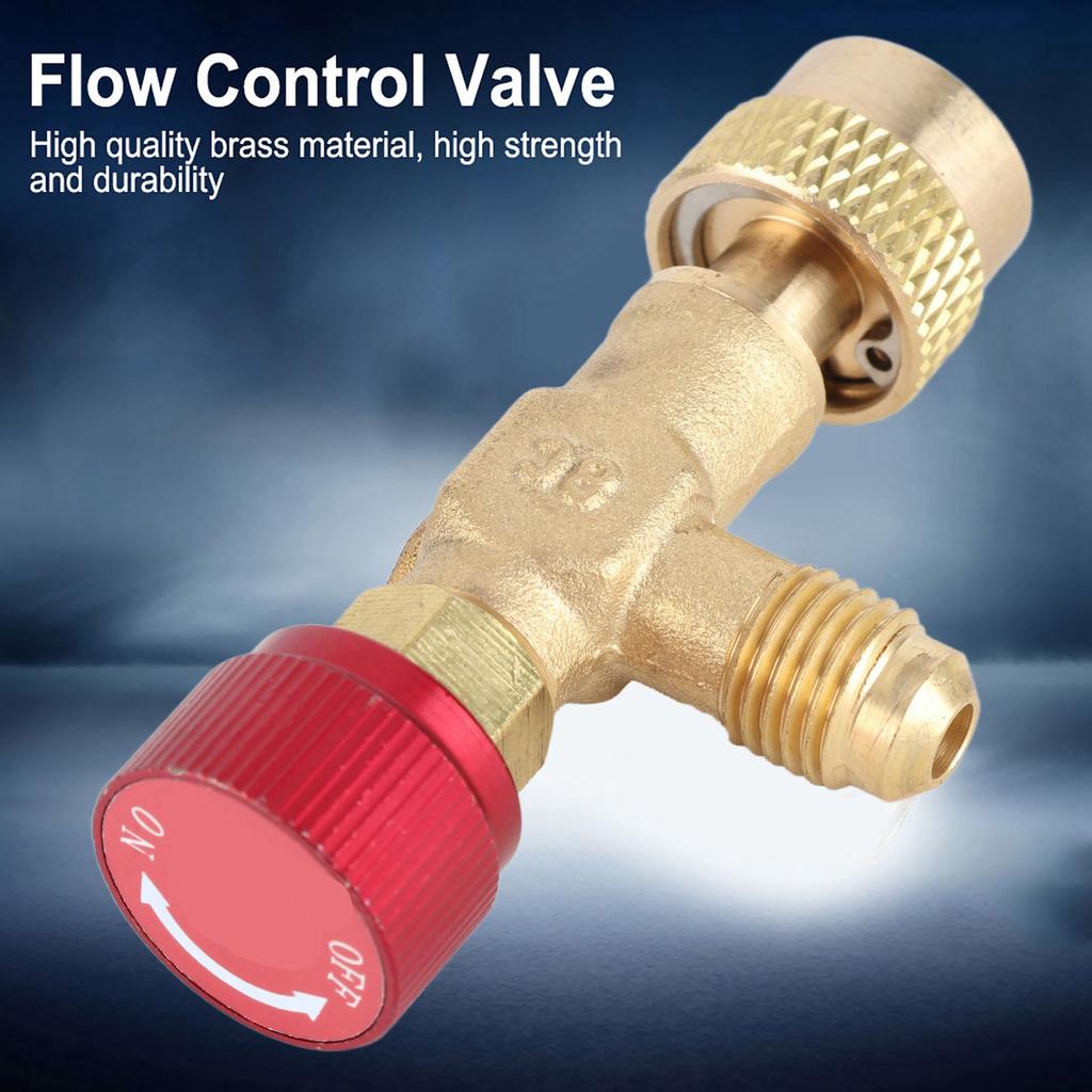 1 4 ‑5 16 Brass Flow Control Valve for Refrigerant Charging Hose R410A